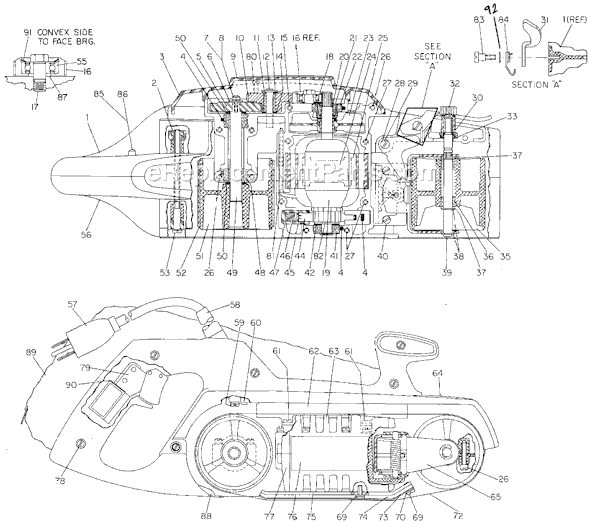 Page A Diagram and Parts List for 7451 Type 2 Black and Decker Belt or Drum Sander